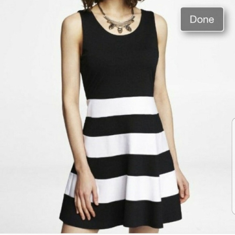 Black and white striped Express dress